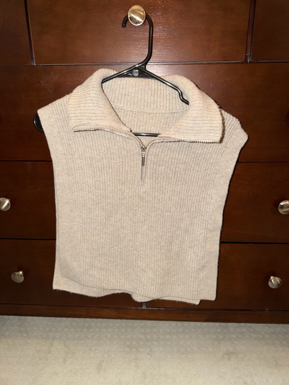 Primark Beige Knit Sleeveless Half-Zip Vest